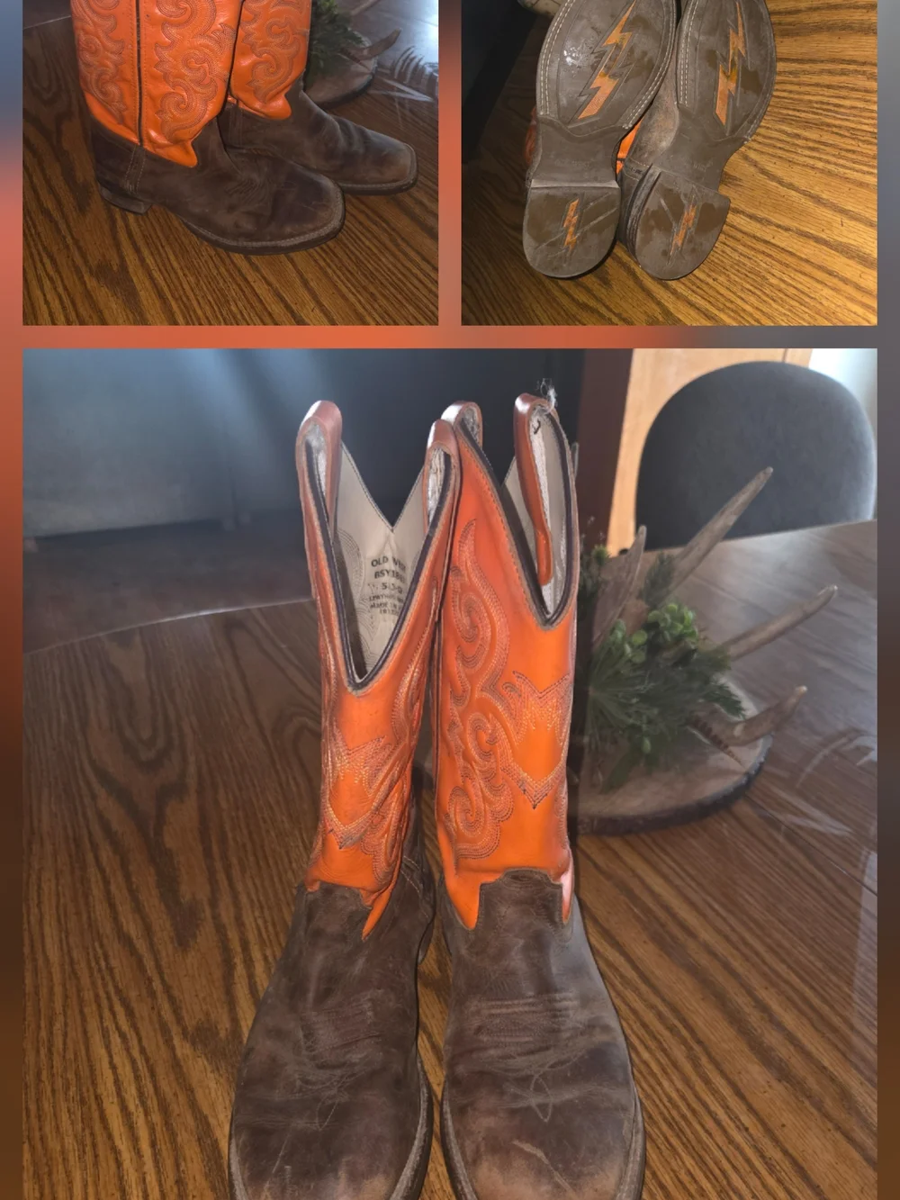 Kids Orange and Brown Cowboy Boots - Brand Old West
